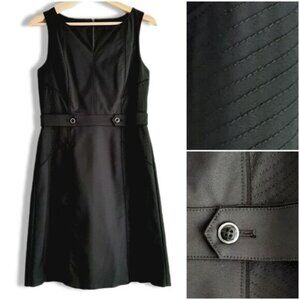 WHBM Classic Defined Waist Sheath Dress Knee Length Black Sz 6